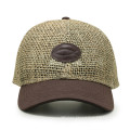 Customized logo Straw material cotton fabric at hook and loop baseball cap